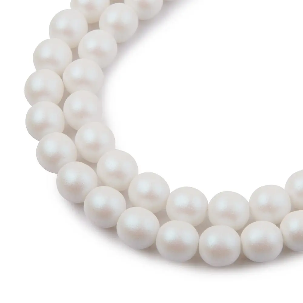 Manumi České mačkané korálky Manumi 8 mm pearl white - 22 ks