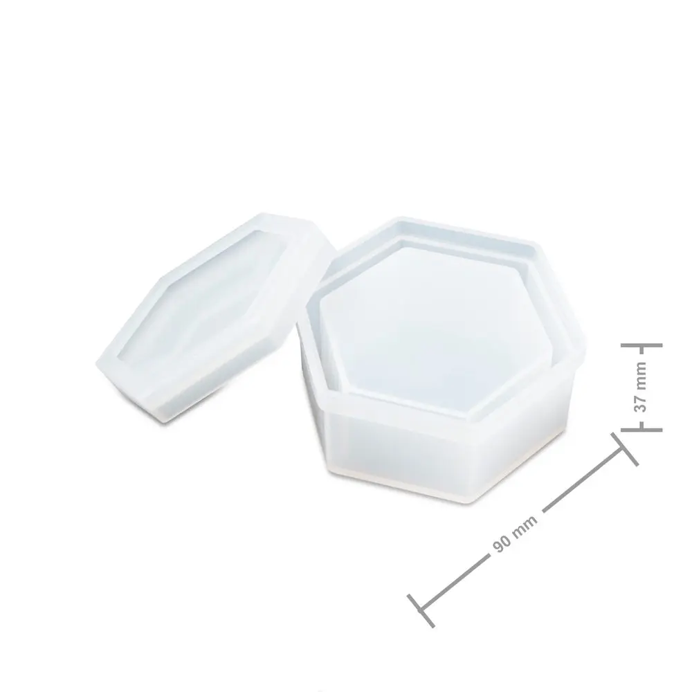 Manumi Silikonová forma na odlévání křišťálové pryskyřice krabička hexagon 90x80x37mm -