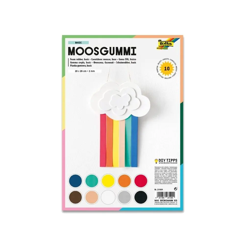 Moosgummi pěnová guma 10 listů mix barev - 3 balení