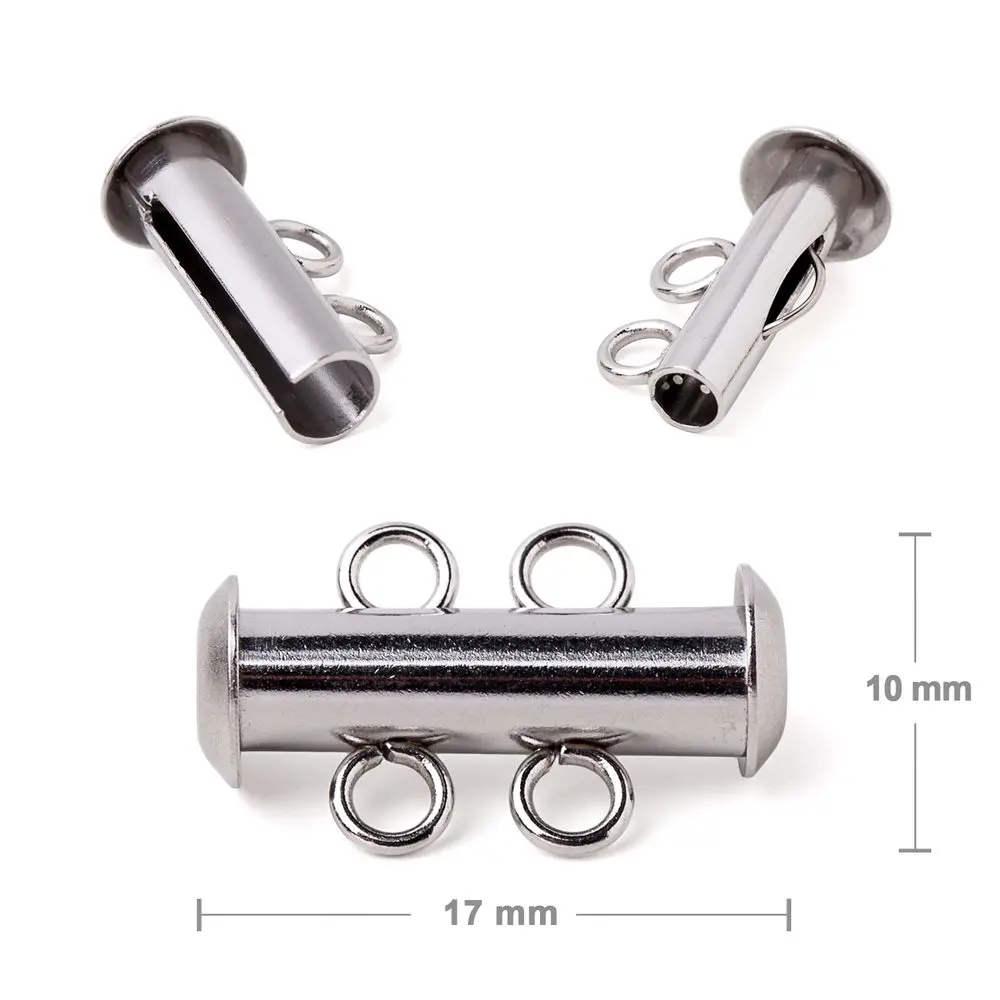 Bižuterní zapínání dvouřadé z chirurgické oceli 316L 17x10 mm - 10 ks