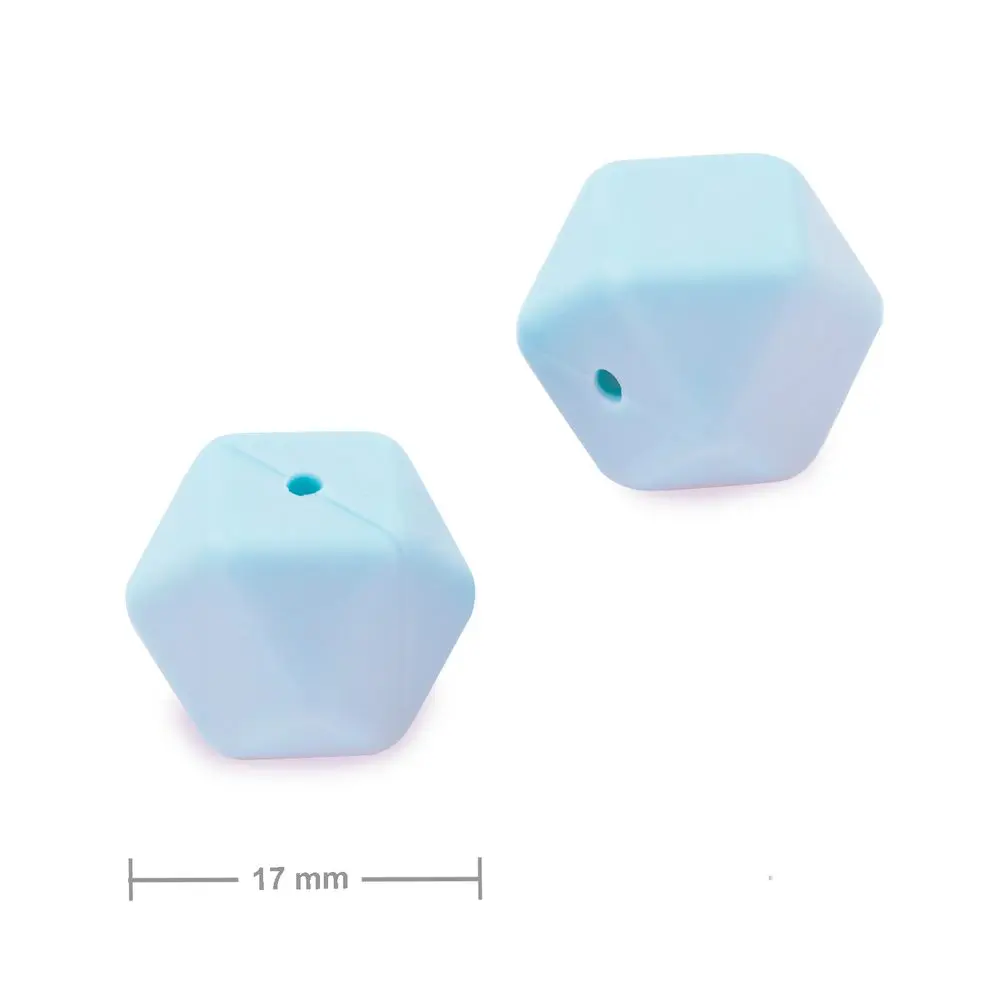 Silikonové korálky hexagon 17 mm Pastel Blue - 10 ks