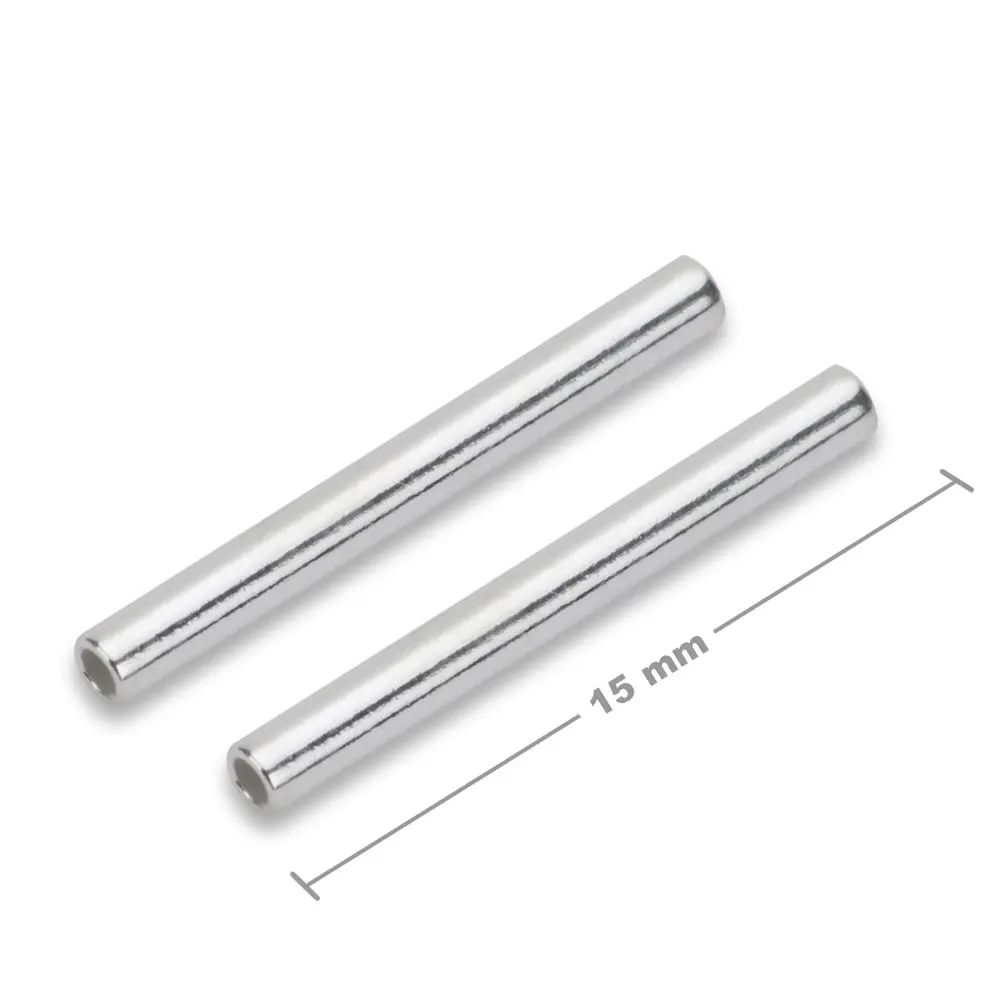 Stříbrná rovná distanční trubička 15 x 1,5 mm -