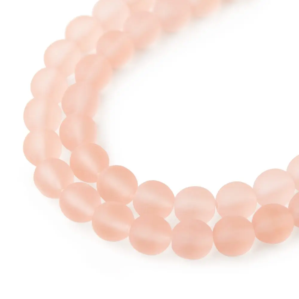 Manumi české skleněné mačkané kuličky 8 mm Rosaline Matt - 110 ks