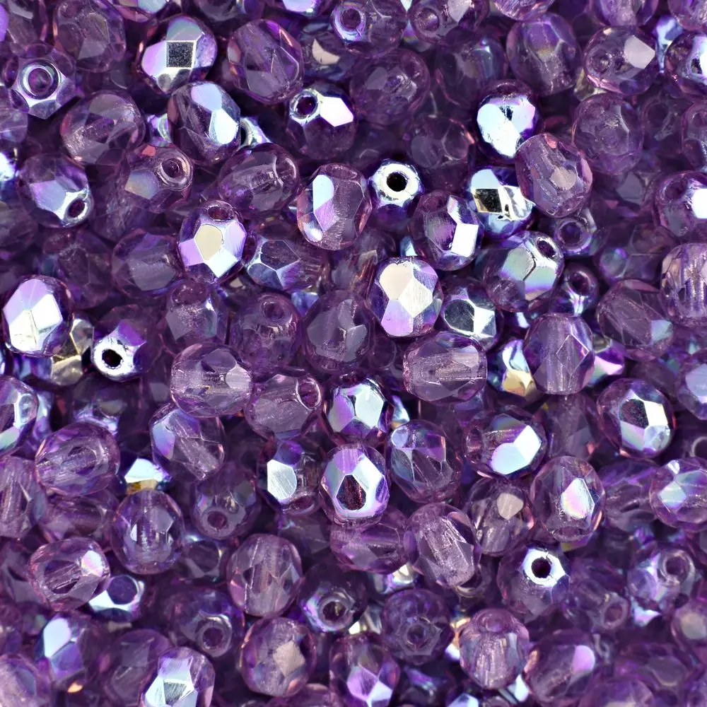 Manumi české broušené korálky 4 mm Amethyst AB -