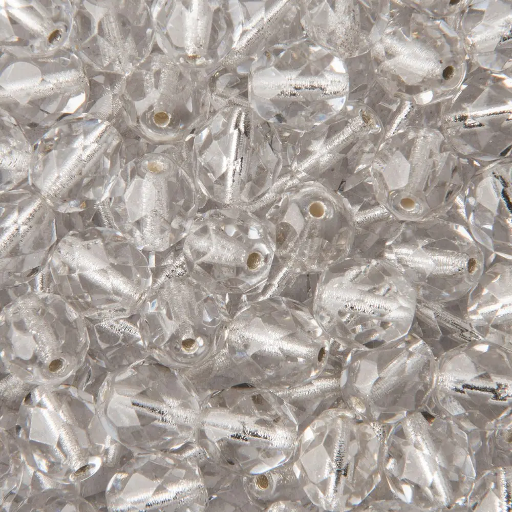 Manumi české broušené korálky 8 mm Crystal Silver Lined - 110 ks