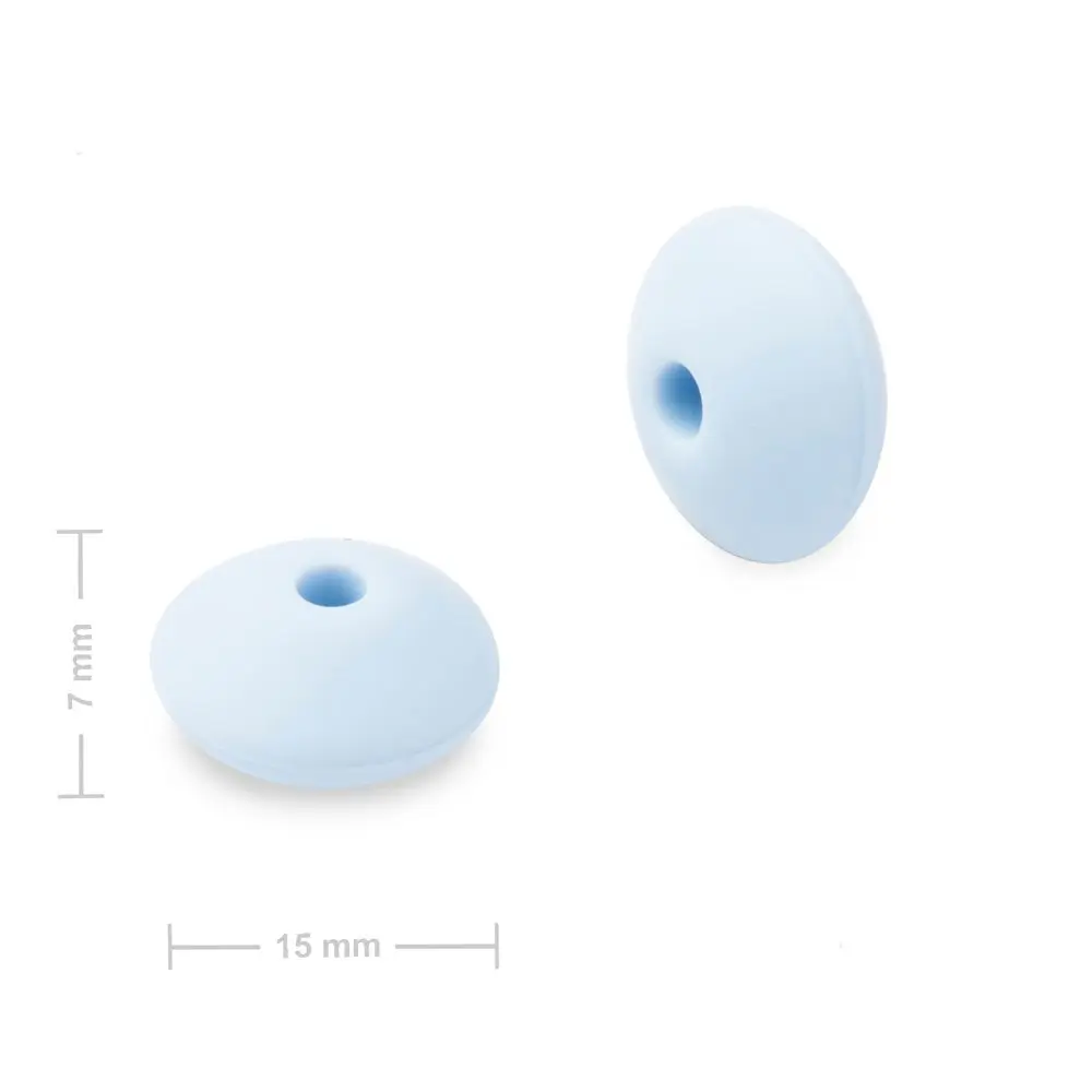 Silikonové korálky lentilky 12x7 mm Pastel Blue - 5 ks