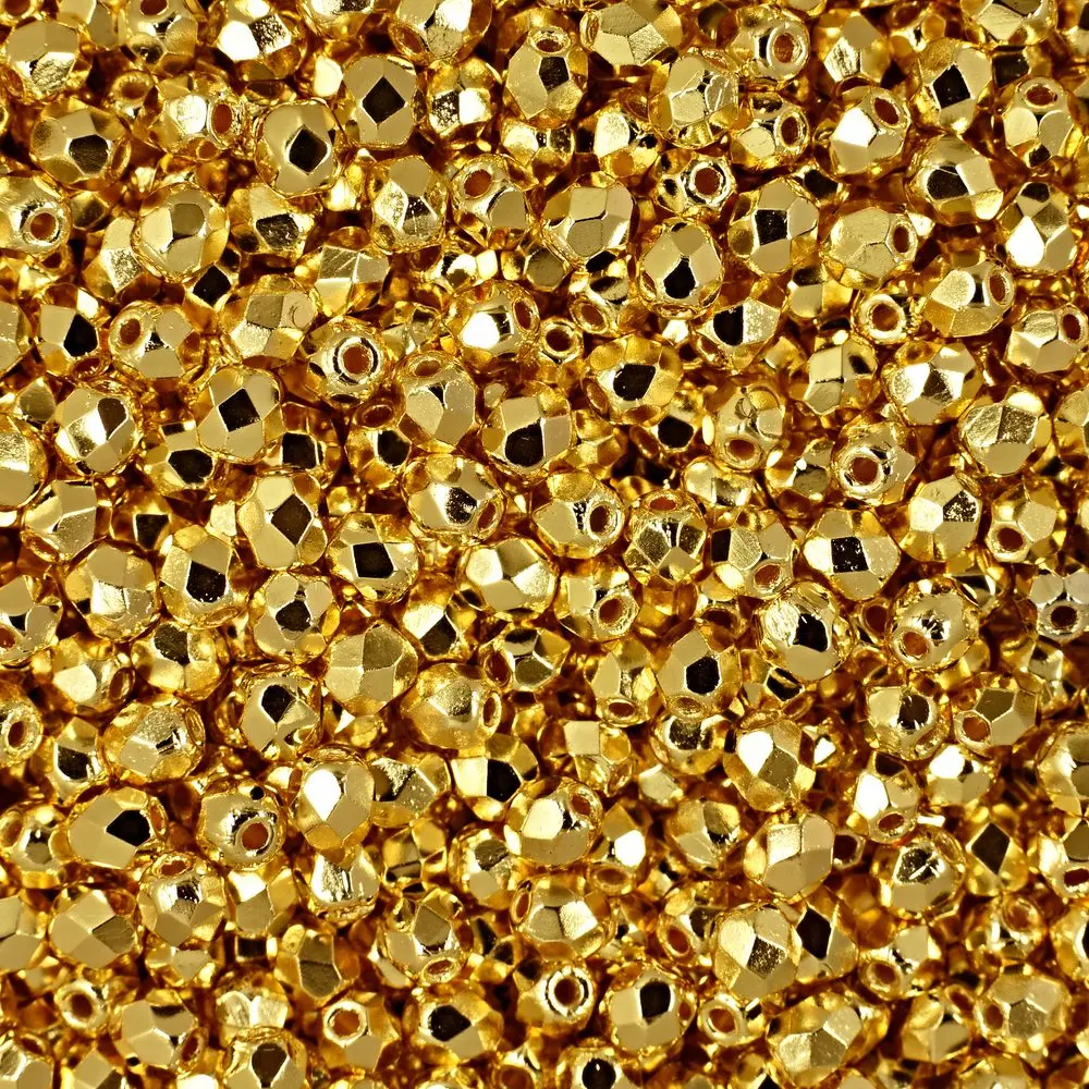 Manumi české broušené korálky 3 mm 24K Gold Plate -