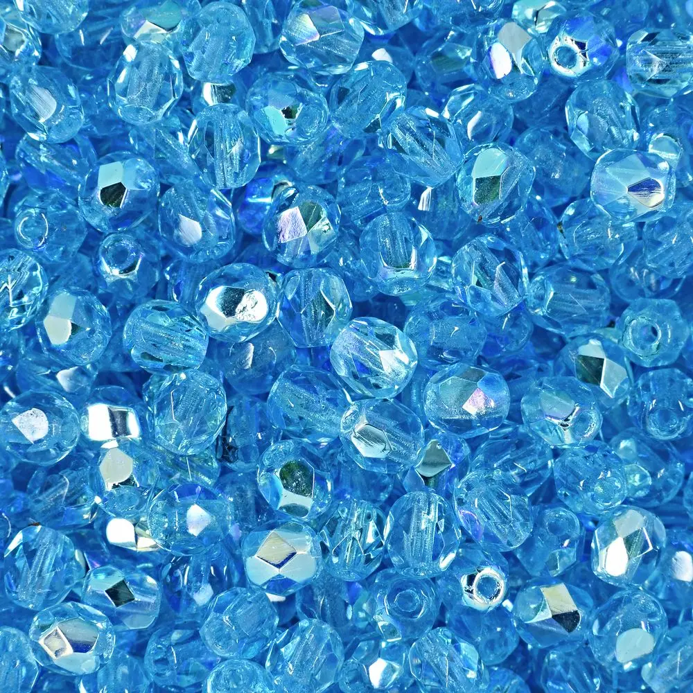 Manumi české broušené korálky 4 mm Aquamarine AB - 45 ks