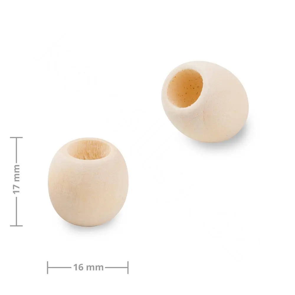 Dřevěné korálky soudky s velkým průtahem pro Macramé 17x16 mm - 75 ks