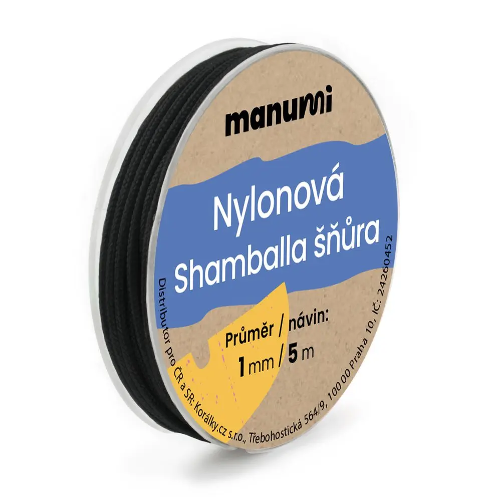 Manumi Nylonová šňůrka na Shamballa náramky 1 mm/5m černá č. 30 - 5 ks