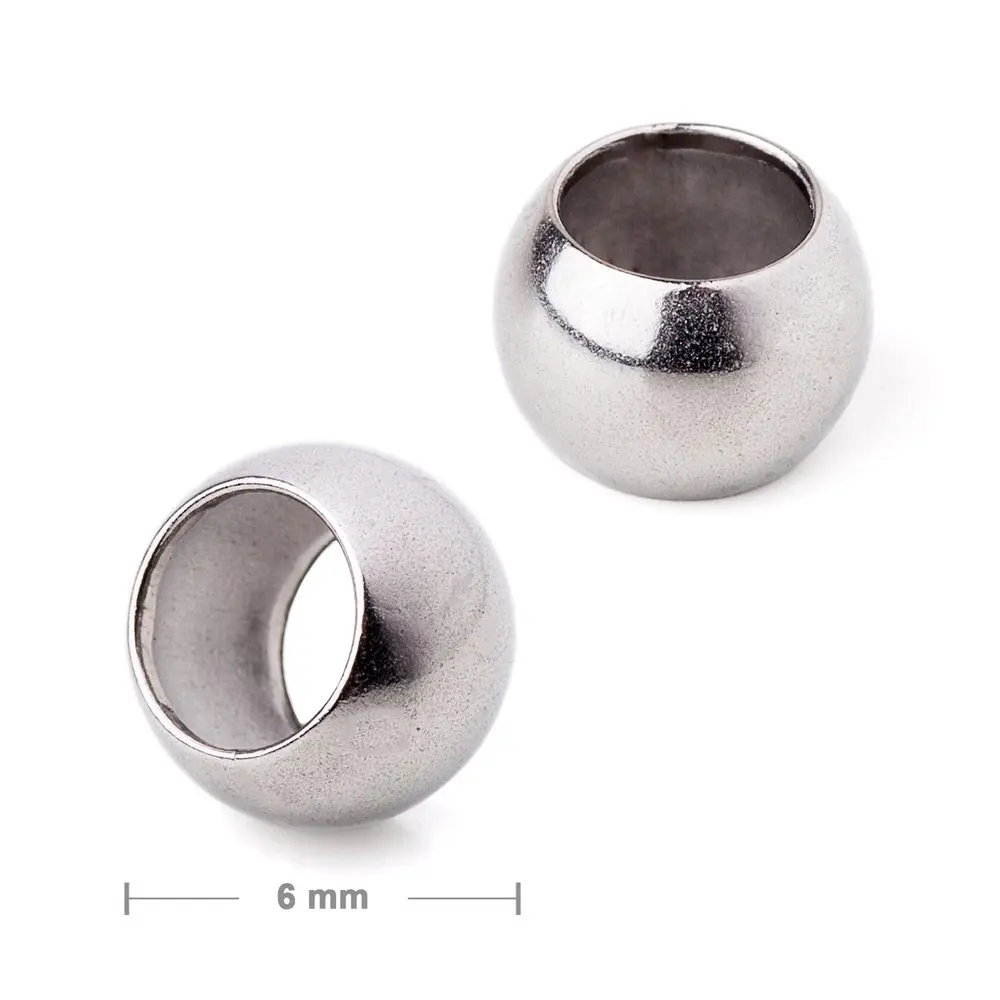 Korálek z chirurgické oceli 316L se širokým průtahem 6 mm - 100 ks
