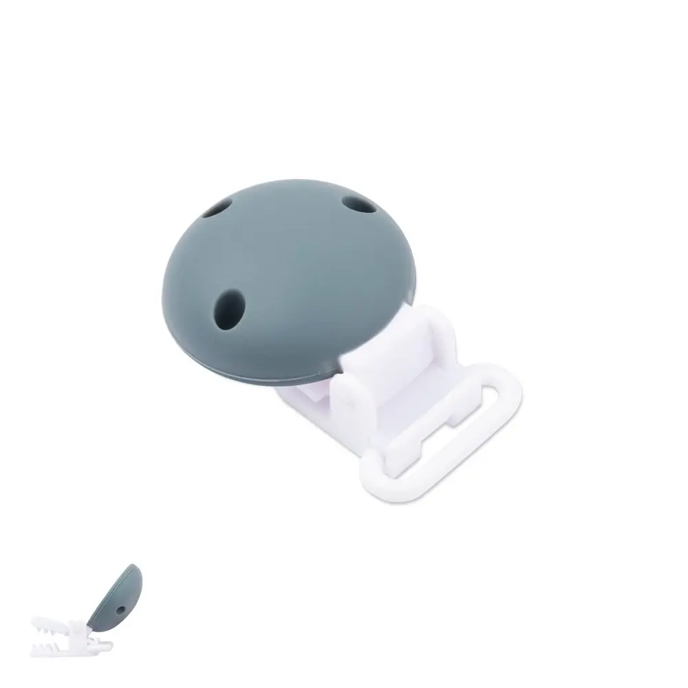 Silikonový klip na dudlík 33,5 mm s plastovou sponou Dim Grey - 1 ks