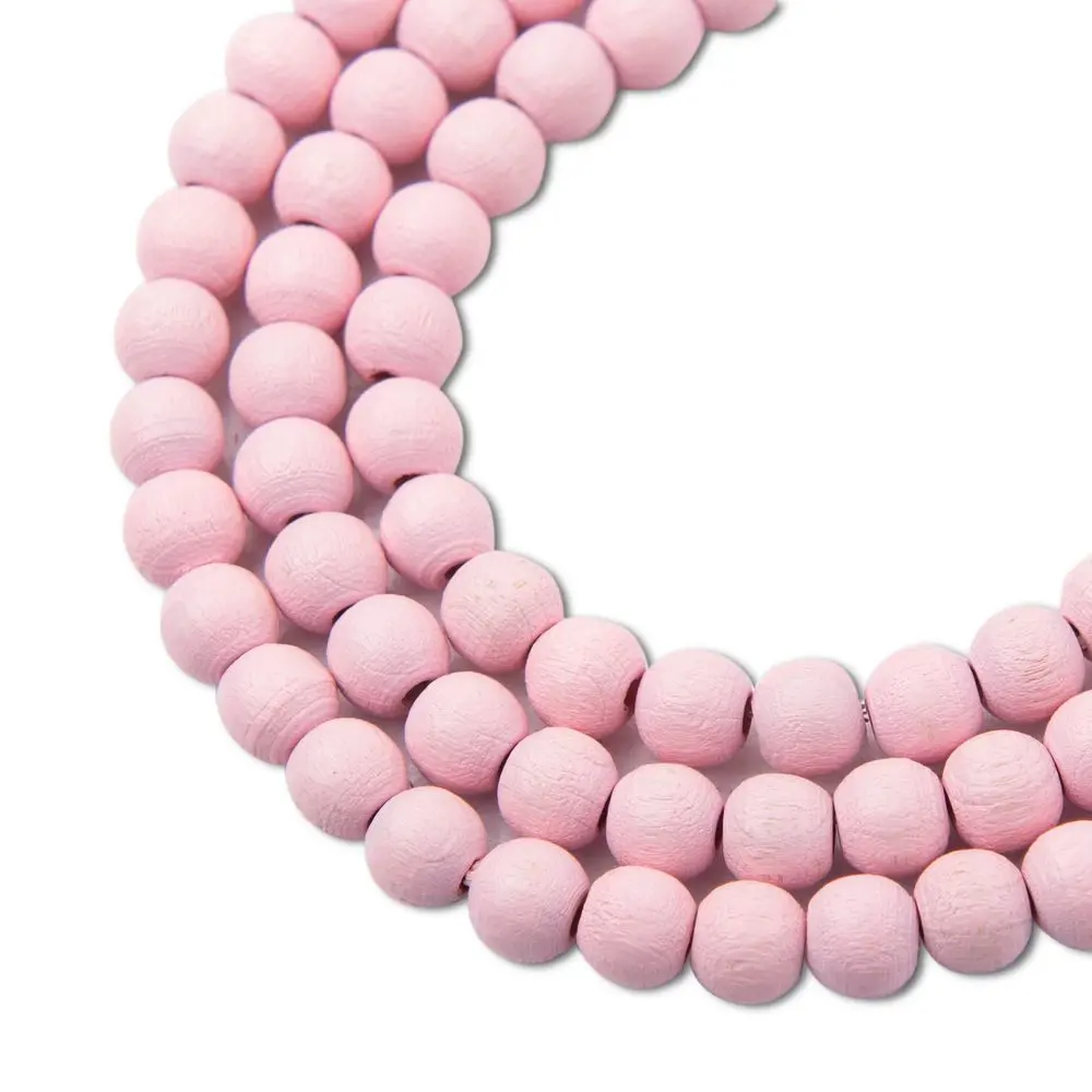 Manumi české dřevěné korálky 6 mm růžové - 150 ks