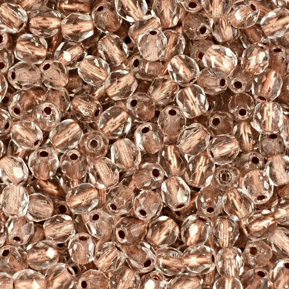 Manumi české broušené korálky 4 mm Crystal Copper Lined - 45 ks