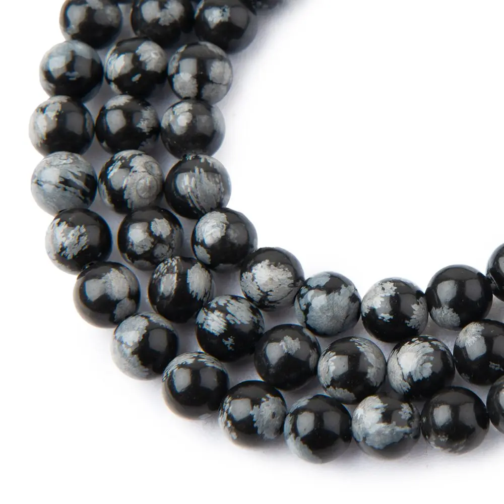 Korálky z minerálu Obsidián vločkový 8 mm - 8 ks