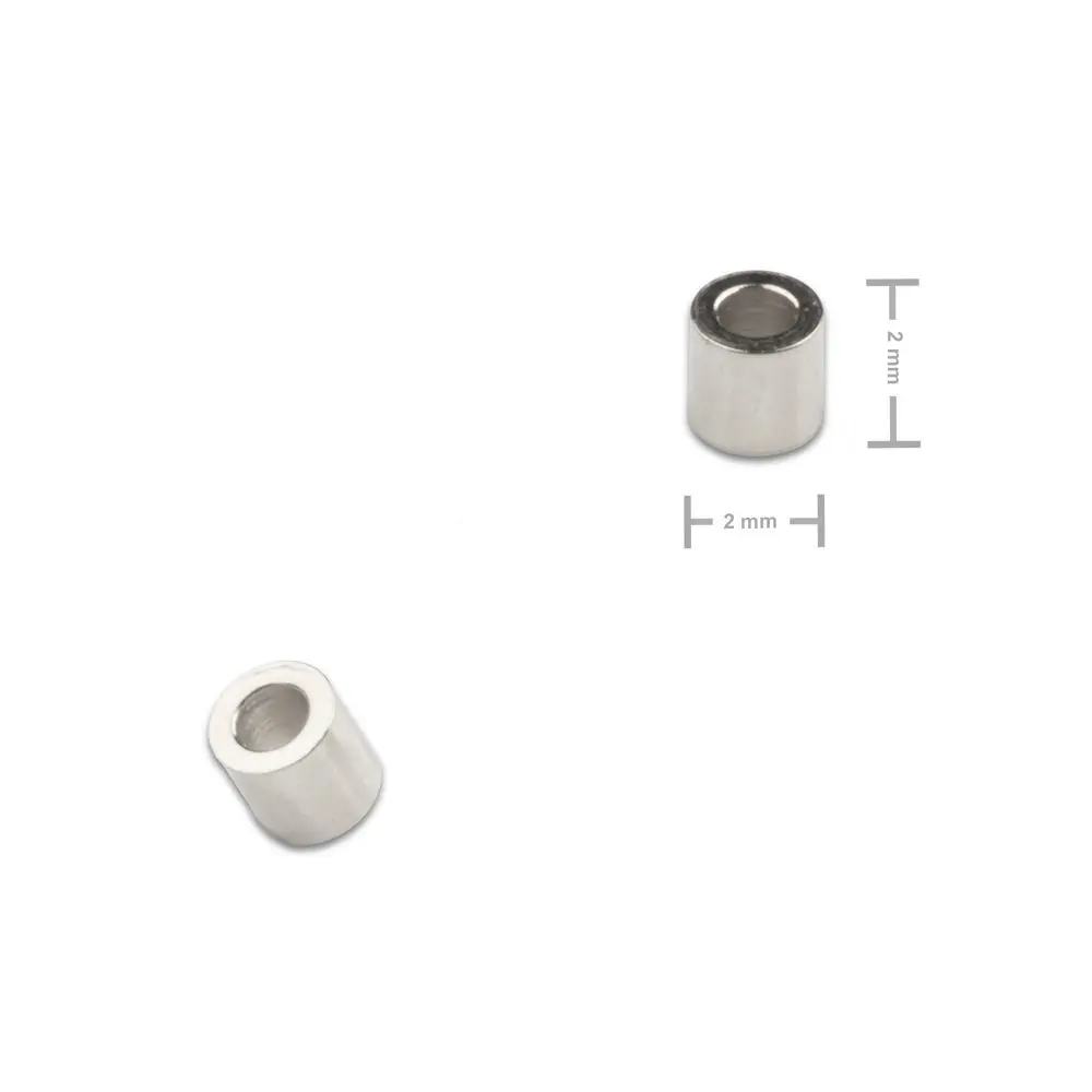 Korálek z chirurgické oceli trubička 2 x 2 mm - 12 ks