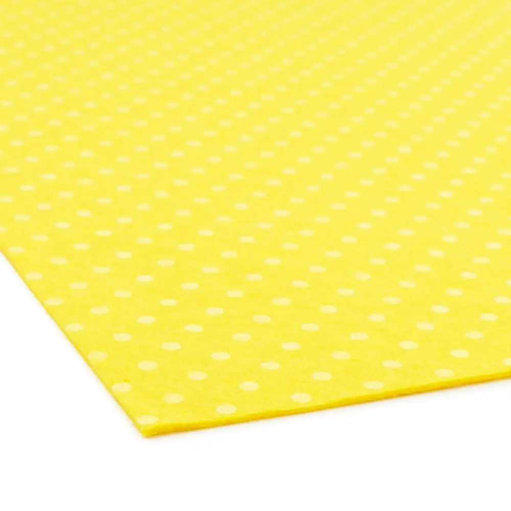Filc / plsť puntíkatý motiv 1mm žluto-bílý - 3 ks