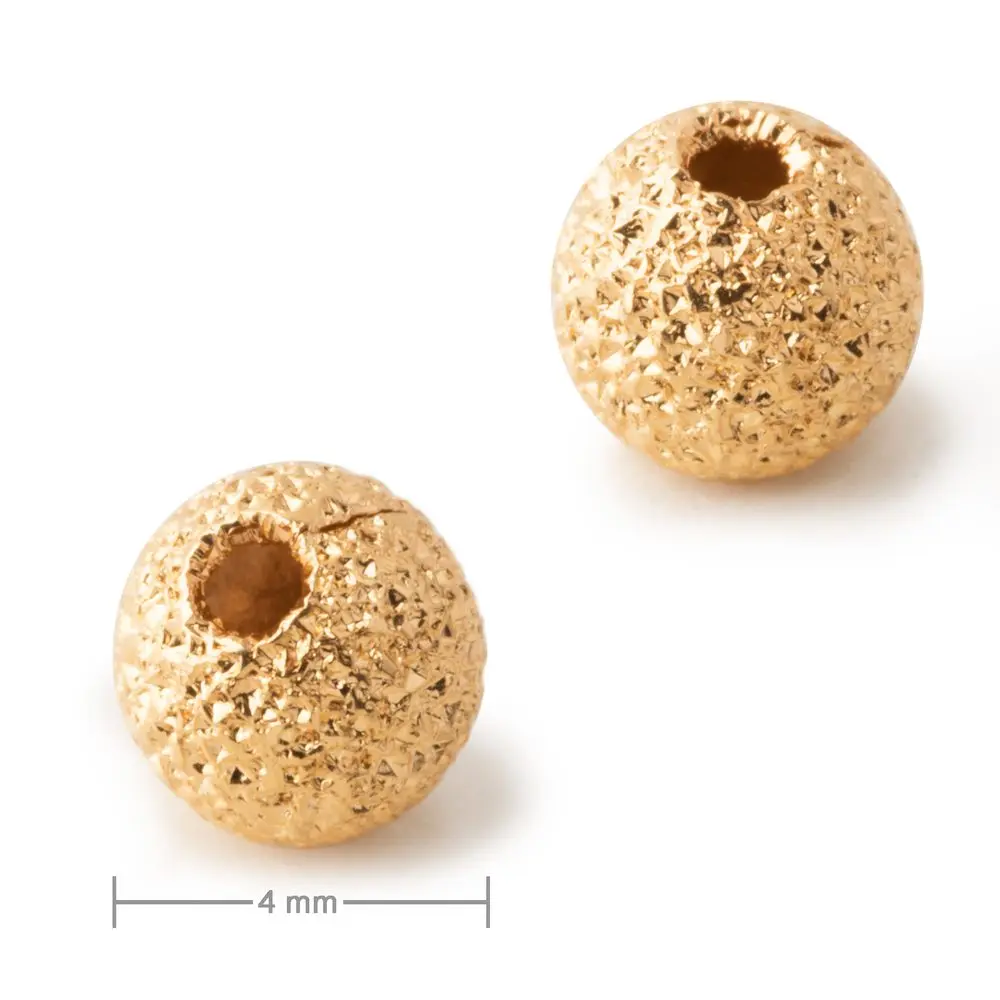 Kovový korálek stardust 4 mm v barvě zlata - 8 ks