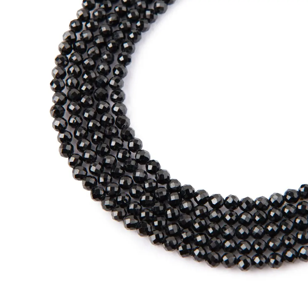 Korálky z minerálu Černý spinel 3 mm broušené - 54 cm