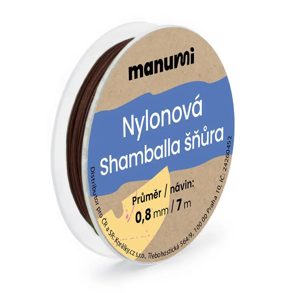 Manumi Nylonová šňůrka na Shamballa náramky 0,8 mm/7m hnědá č. 38 - 5 ks