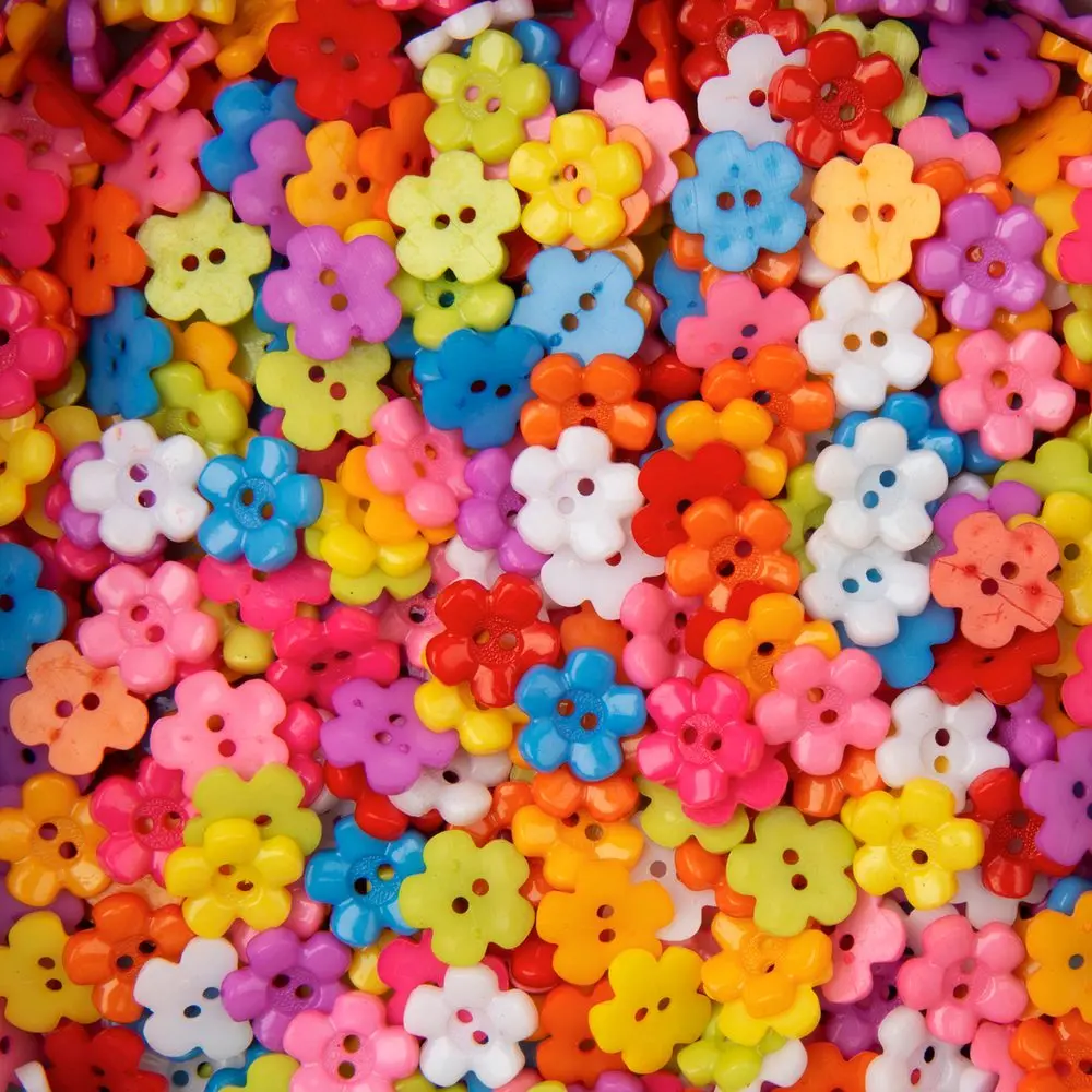 Plastové knoflíky kytičky 20ks barevné - 5 balení