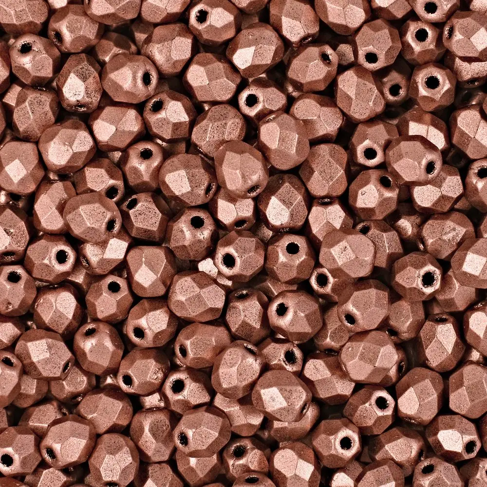 Manumi české broušené korálky 4 mm Matte Metallic Copper - 45 ks