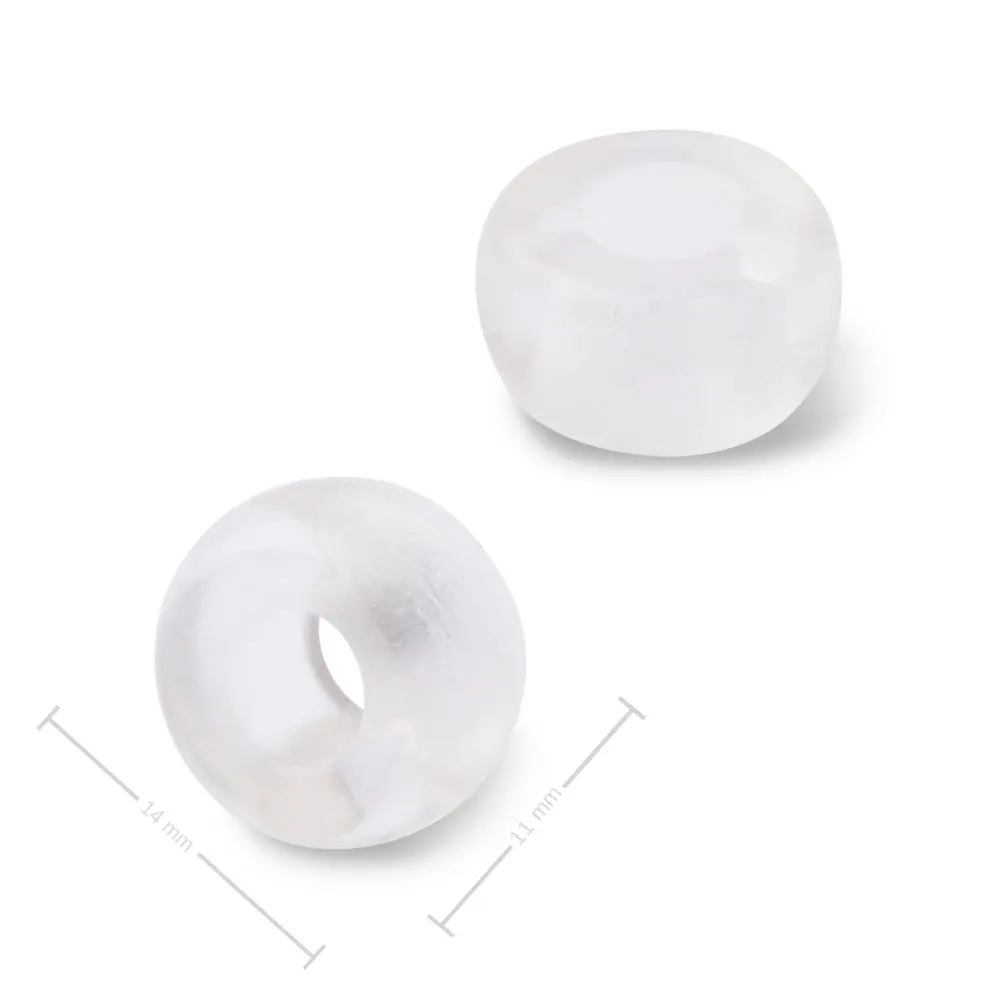 Korálek rondelka z minerálu Křišťál s velkým průtahem pro Macramé 14x8 mm - 1 ks