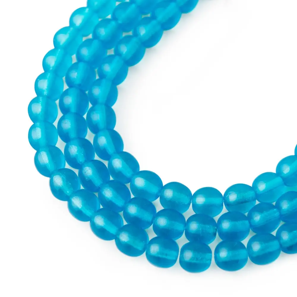 Manumi české skleněné mačkané kuličky 6 mm Aqua - 30 ks