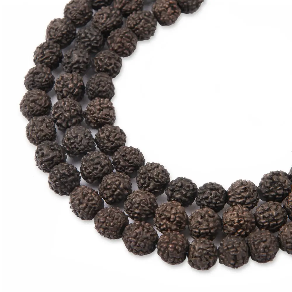 Korálek ze semínka Rudraksha dobarvovaný tmavě hnědý 7 mm - 9 ks