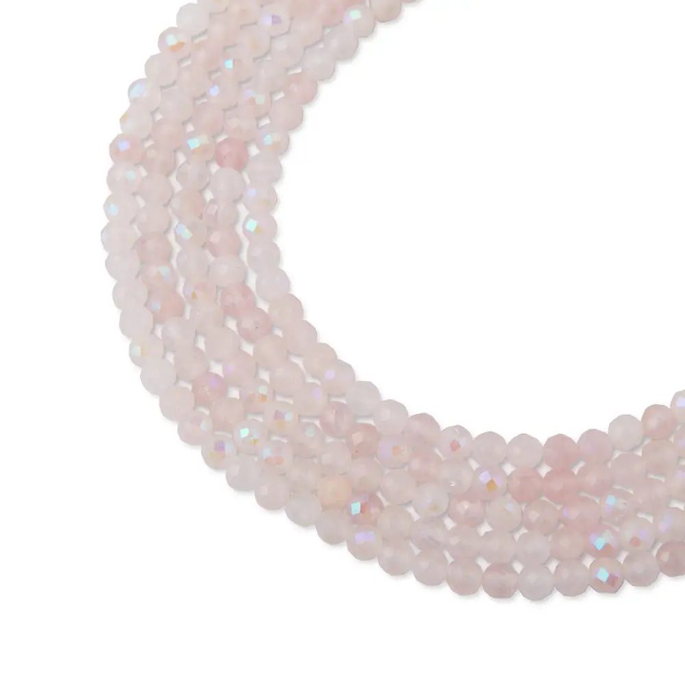 Korálky z minerálu Růženín s leskem 3 mm broušené - 18 cm