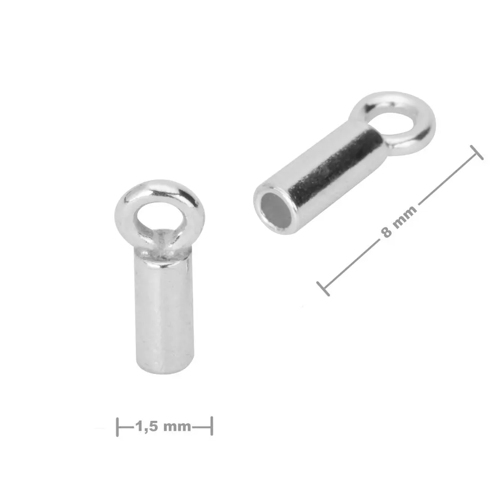 Stříbrná kulatá lepící koncovka 1,5 mm - 2 ks