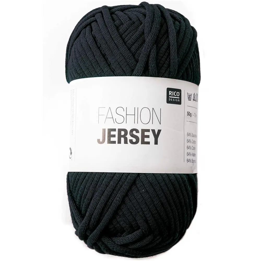 Rico design háčkovací šňůra Fashion Jersey odstín 008 černá - 1 ks