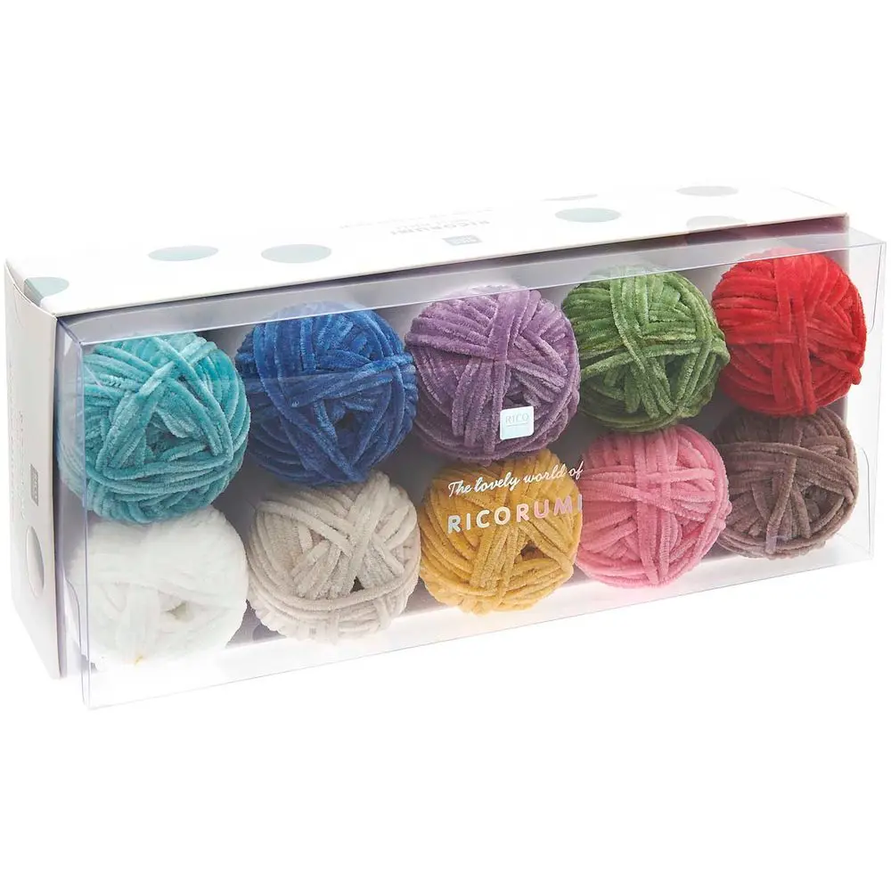Rico Design Sada žinylkových klubíček na háčkování Ricorumi Nilli Nilli Rainbow 10 ks - 1 sada