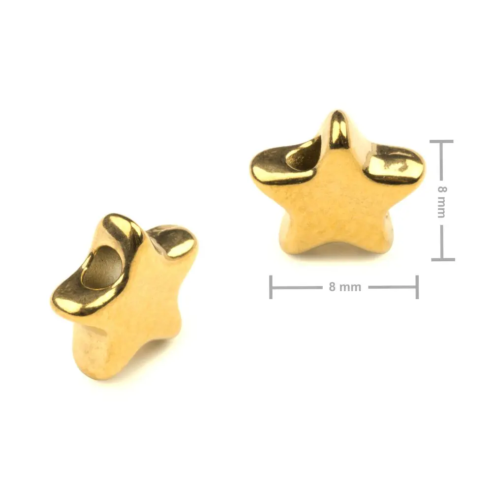 Korálek z chirurgické oceli ve tvaru hvězdy 8 x 8 mm v barvě zlata -