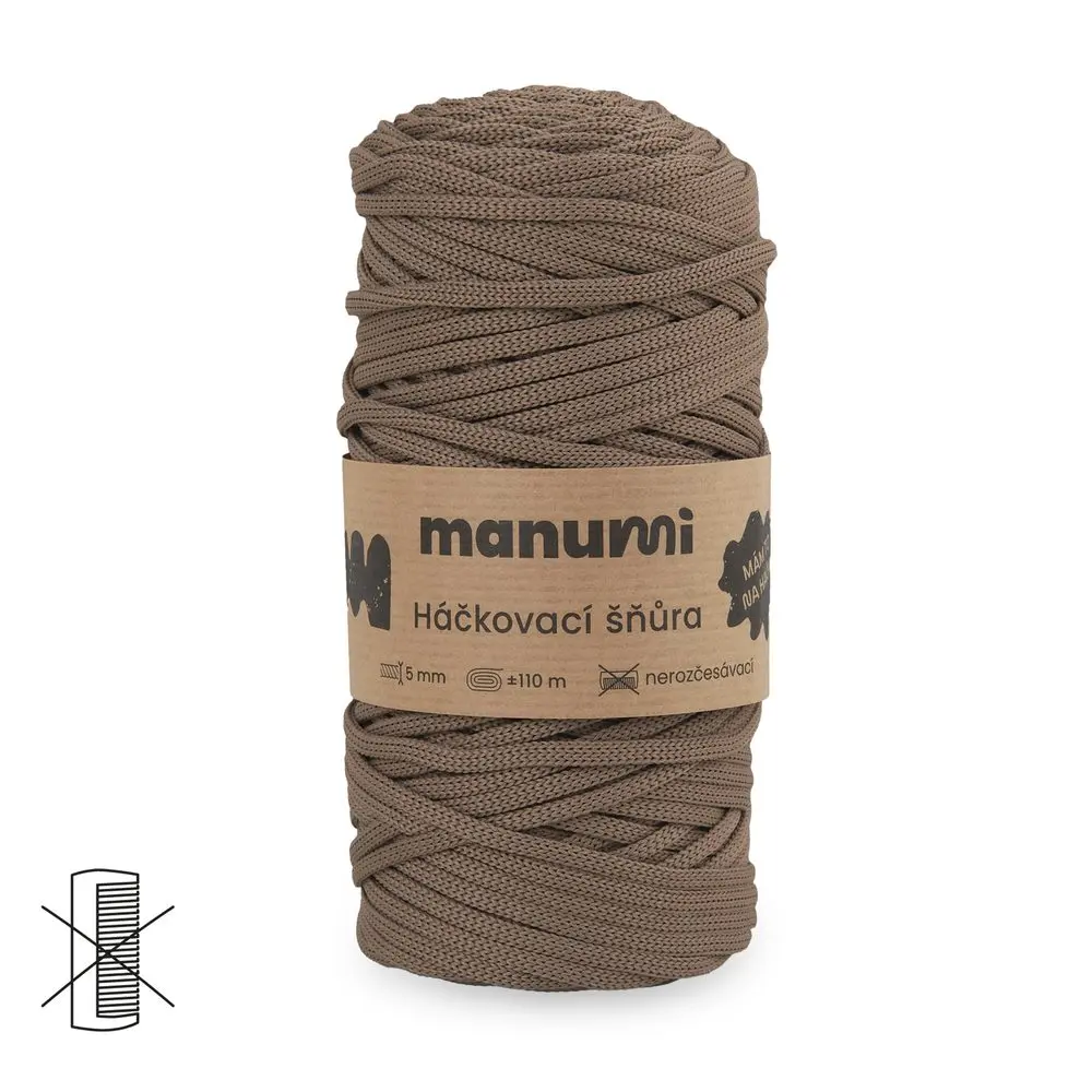 Manumi háčkovací polyesterová šňůra 5 mm mokka -