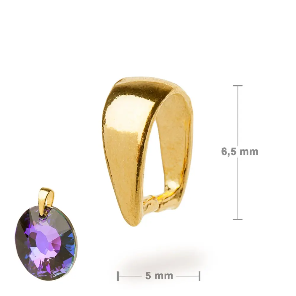 Stříbrná bižuterní šlupna 6,5 x 5 mm pozlacená 24K zlatem -