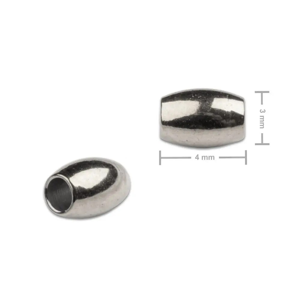 Korálek z chirurgické oceli ve tvaru rýže 3 x 4 mm - 10 ks