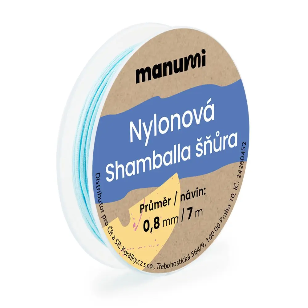 Manumi Nylonová šňůrka na Shamballa náramky 0,8 mm/7m světle modrá č. 35 - 5 ks