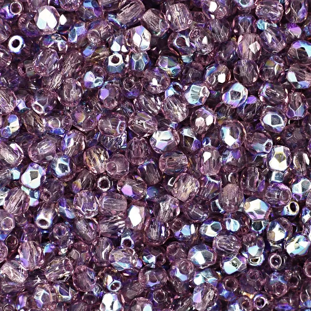 Manumi české broušené korálky 3 mm Amethyst AB - 60 ks