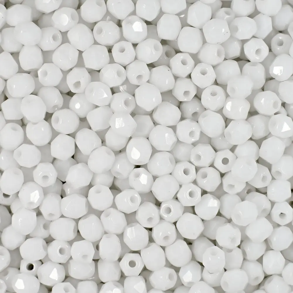 Manumi české broušené korálky 3 mm Alabaster - 60 ks