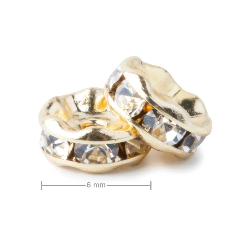 Manumi štrasová rondelka 6 mm zlatá Crystal - 4 ks