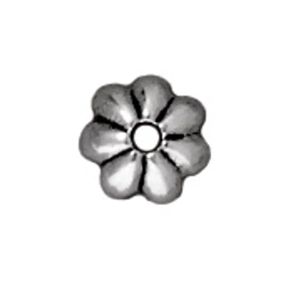 TierraCast kaplík Petal 5 mm starostříbrný - 10 ks