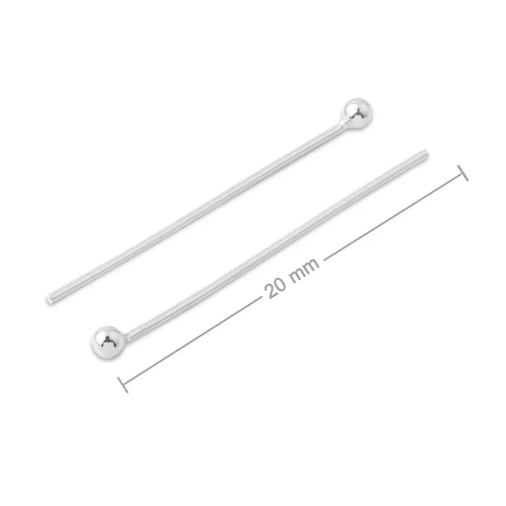 Stříbrná ketlovací jehla s kuličkou 20 x 0,8 mm -