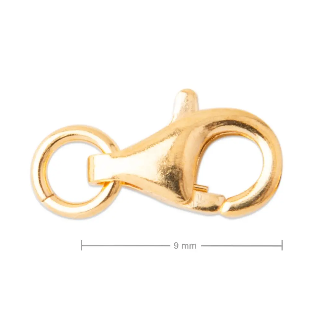 Stříbrná karabinka 9 mm pozlacená 24K zlatem -