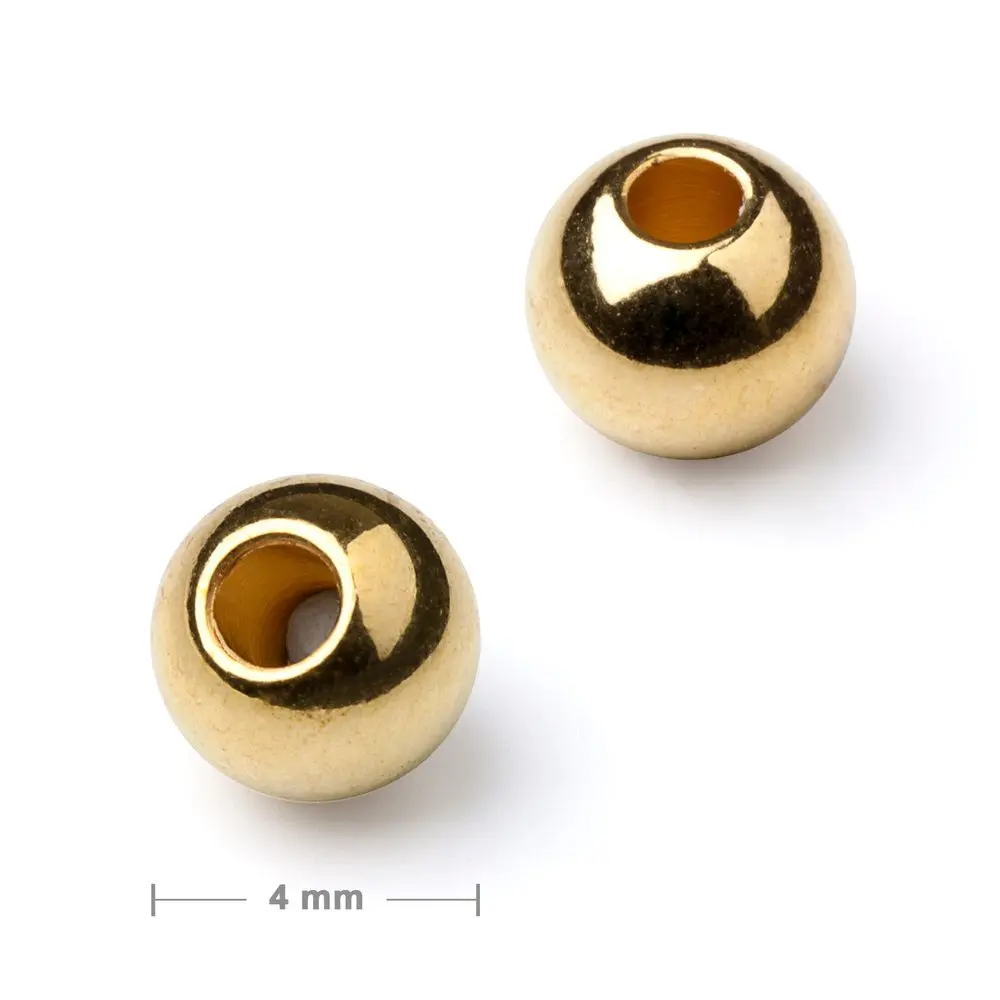 Kovový korálek plný 4 mm v barvě zlata - 80 ks