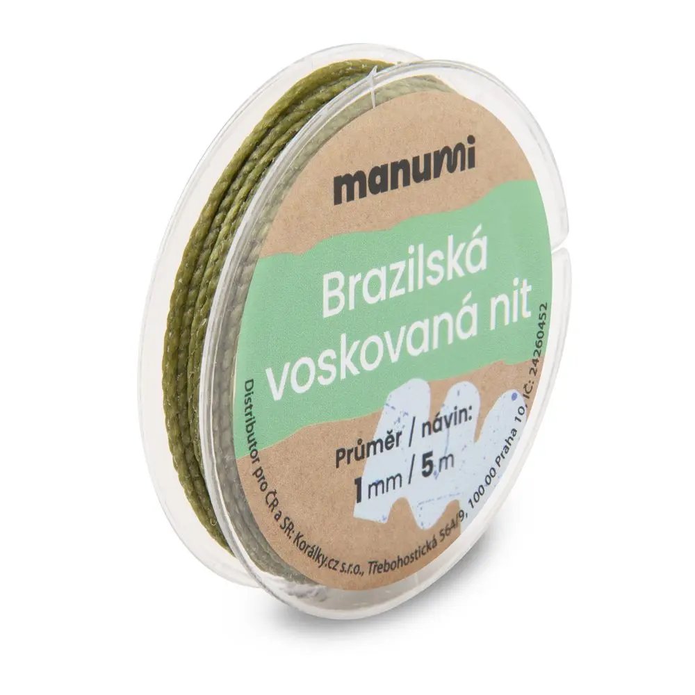 Manumi Brazilská voskovaná nit 1 mm/5m olivová - 1 ks