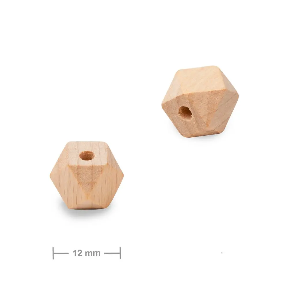 Dřevěné korálky hexagon 12 mm - 3 ks
