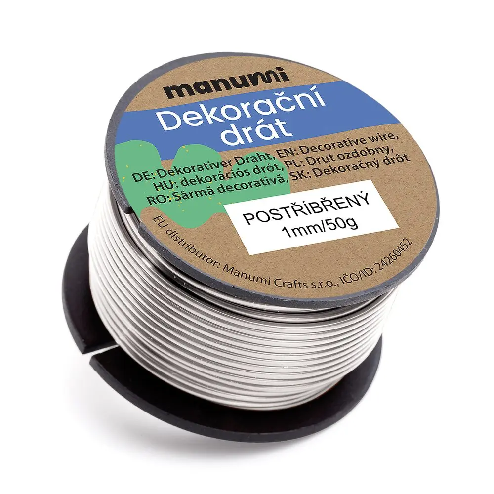 Manumi Postříbřený drát 1 mm/50 g - 3 ks