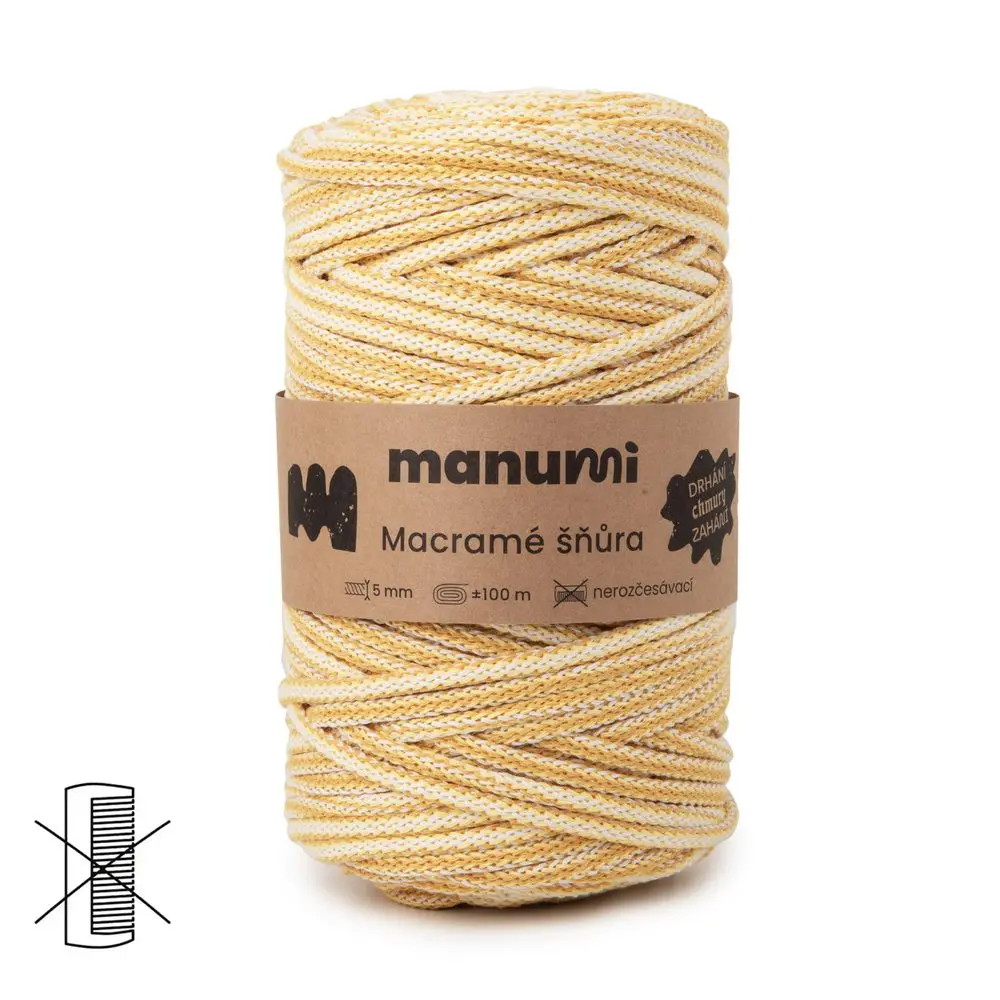 Manumi Macramé šňůra 5mm žlutý mix - 1 ks