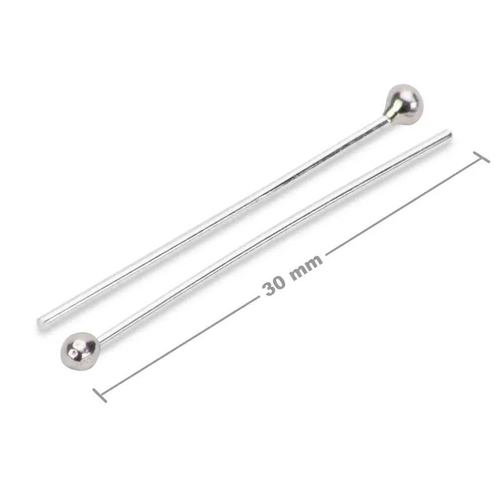 Stříbrná ketlovací jehla s kuličkou 30 x 0,8 mm -
